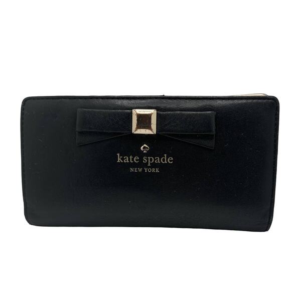 KATE SPADE New York Black North Court Bow Stacy Wallet - Picture 1 of 7